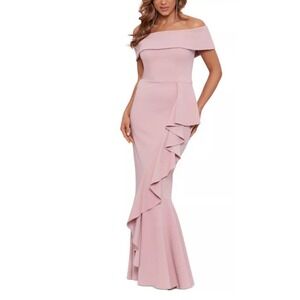 Betsy & Adam Women's Off-The-Shoulder Mermaid Gown Size‎ 4 Petite Formal Wedding
